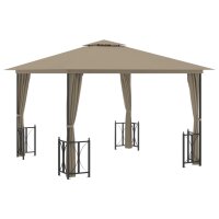 vidaXL Pavillon mit Seitenw&auml;nden &amp; Doppeldach 3x3 m Taupe