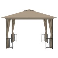 vidaXL Pavillon mit Seitenw&auml;nden &amp; Doppeldach 3x3 m Taupe