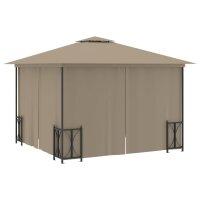 vidaXL Pavillon mit Seitenw&auml;nden &amp; Doppeldach 3x3 m Taupe