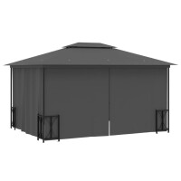 vidaXL Pavillon mit Seitenw&auml;nden &amp; Doppeldach 3x4 m Anthrazit