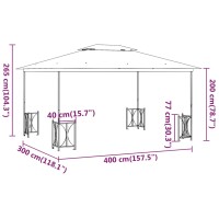 vidaXL Pavillon mit Seitenw&auml;nden &amp; Doppeldach 3x4 m Anthrazit