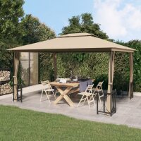 vidaXL Pavillon mit Seitenw&auml;nden &amp; Doppeldach 3x4 m Taupe