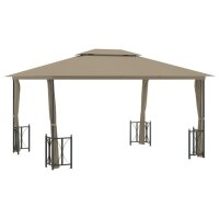 vidaXL Pavillon mit Seitenw&auml;nden &amp; Doppeldach 3x4 m Taupe