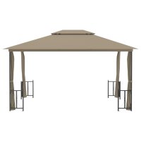 vidaXL Pavillon mit Seitenw&auml;nden &amp; Doppeldach 3x4 m Taupe