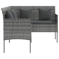 vidaXL Sofa in L-Form mit Kissen Poly Rattan Grau