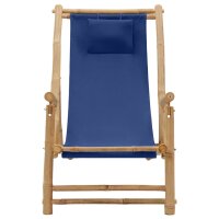 vidaXL Liegestuhl Bambus und Canvas Marineblau