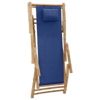 vidaXL Liegestuhl Bambus und Canvas Marineblau