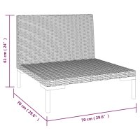 vidaXL Gartensofas 2 Stk. mit Kissen Halbrundes Poly Rattan