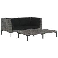 vidaXL 3-tlg. Garten-Lounge-Set Dunkelgrau Halbrundes...