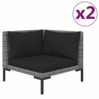 vidaXL 3-tlg. Garten-Lounge-Set Dunkelgrau Halbrundes Poly Rattan