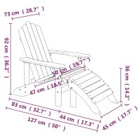 vidaXL Adirondack-Gartenstuhl mit Fu&szlig;st&uuml;tze HDPE Wei&szlig;