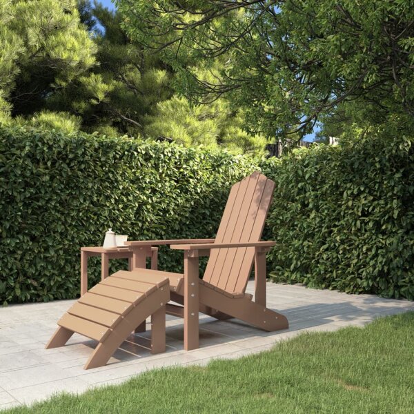 vidaXL Adirondack-Gartenstuhl mit Fu&szlig;st&uuml;tze HDPE Braun