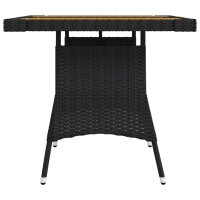 vidaXL Gartentisch Schwarz 70x70x72 cm Poly Rattan &amp; Massivholz Akazie