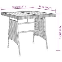 vidaXL Gartentisch Schwarz 70x70x72 cm Poly Rattan &amp; Massivholz Akazie