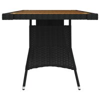 vidaXL Gartentisch Schwarz 160x70x72cm Poly Rattan & Massivholz Akazie