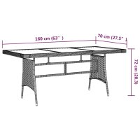 vidaXL Gartentisch Schwarz 160x70x72cm Poly Rattan & Massivholz Akazie