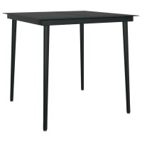 vidaXL Garten-Esstisch Schwarz 80x80x74 cm Stahl und Glas
