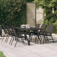 vidaXL Gartentisch Schwarz 180x80x70 cm Stahl und Glas