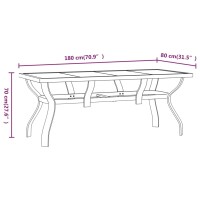 vidaXL Gartentisch Schwarz 180x80x70 cm Stahl und Glas