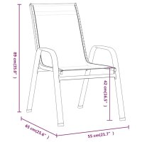 vidaXL Stapelbare Gartenst&uuml;hle 2 Stk. Schwarz Textilene