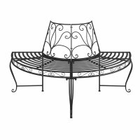 vidaXL Baumbank Halbrund Ø160 cm Schwarz Stahl