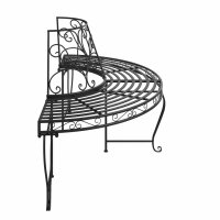 vidaXL Baumbank Halbrund Ø160 cm Schwarz Stahl