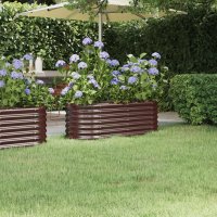 WOWONA Hochbeet Pulverbeschichteter Stahl 114x40x36 cm Braun