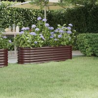 WOWONA Hochbeet Pulverbeschichteter Stahl 152x40x36 cm Braun
