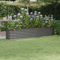 vidaXL Hochbeet Pulverbeschichteter Stahl 224x40x36 cm Grau