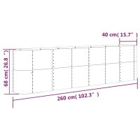 vidaXL Hochbeet Pulverbeschichteter Stahl 260x40x68 cm Silbern