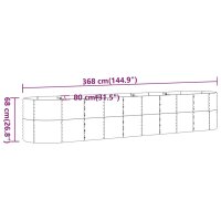 vidaXL Hochbeet Pulverbeschichteter Stahl 368x80x68 cm Grau