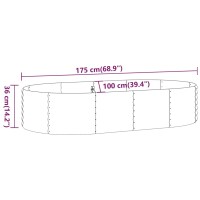 vidaXL Hochbeet Pulverbeschichteter Stahl 175x100x36 cm Grau