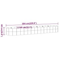 vidaXL Hochbeet Pulverbeschichteter Stahl 584x140x68 cm Grau