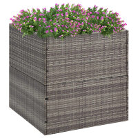 vidaXL Pflanzkübel Grau 80x80x80 cm Poly Rattan