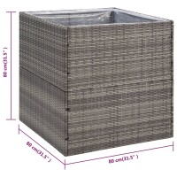 vidaXL Pflanzk&uuml;bel Grau 80x80x80 cm Poly Rattan