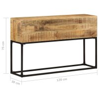 vidaXL Konsolentisch 120x30x75 cm Raues Mangoholz