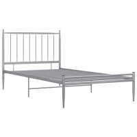 vidaXL Bett Grau Metall 90x200 cm