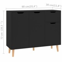 vidaXL Sideboard Schwarz 90x30x72 cm Holzwerkstoff