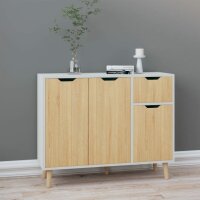 vidaXL Sideboard Wei&szlig; Sonoma-Eiche 90x30x72 cm Holzwerkstoff