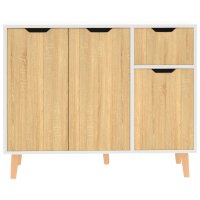 vidaXL Sideboard Wei&szlig; Sonoma-Eiche 90x30x72 cm Holzwerkstoff