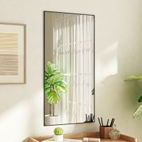 vidaXL Türspiegel Schwarz 50x100 cm Glas und Aluminium