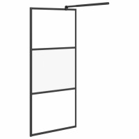 vidaXL Duschwand f&uuml;r Walk-In Dusche 80x195 cm ESG Halbmattiert Schwarz