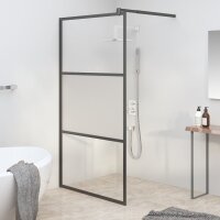 vidaXL Duschwand f&uuml;r Walk-In Dusche 115x195cm ESG Halbmattiert Schwarz