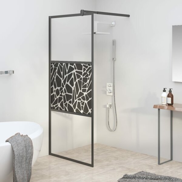 vidaXL Duschwand f&uuml;r Walk-In Dusche 80x195 cm ESG Steindesign Schwarz