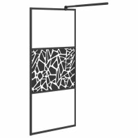 vidaXL Duschwand f&uuml;r Walk-In Dusche 80x195 cm ESG Steindesign Schwarz