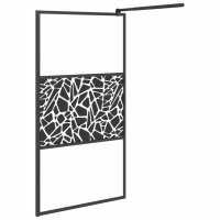 vidaXL Duschwand f&uuml;r Walk-In Dusche 100x195cm ESG Steindesign Schwarz