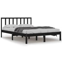 vidaXL Massivholzbett Schwarz Kiefer 150x200 cm 5FT King Size