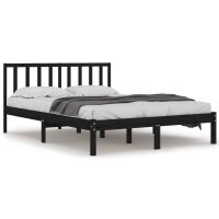 vidaXL Massivholzbett Schwarz Kiefer 180x200 cm 6FT Super King