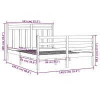 vidaXL Massivholzbett Wei&szlig; 135x190 cm 4FT6 Double