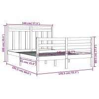 vidaXL Massivholzbett Grau 140x190 cm